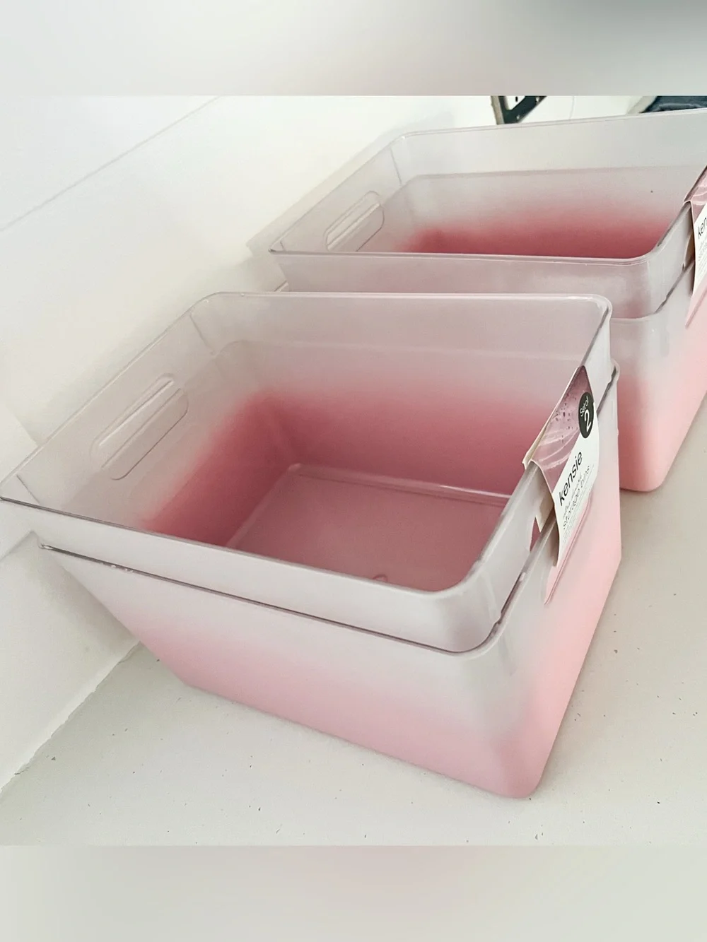 NWT Kensie Frosted Blush Storage Bins Set of 4 (2 Packs) Closet Organization